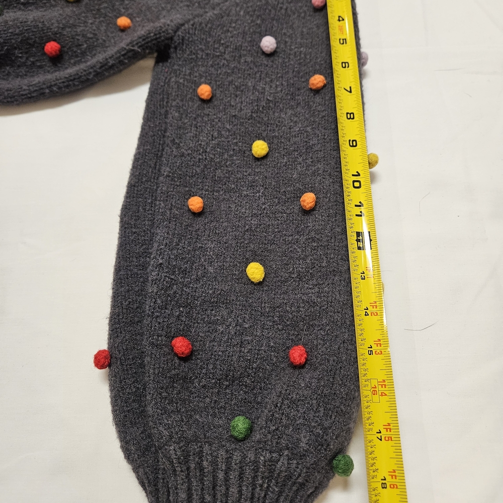 Women’s Dark Gray Pom-Pom Crewneck Sweater - Picture 7 of 7